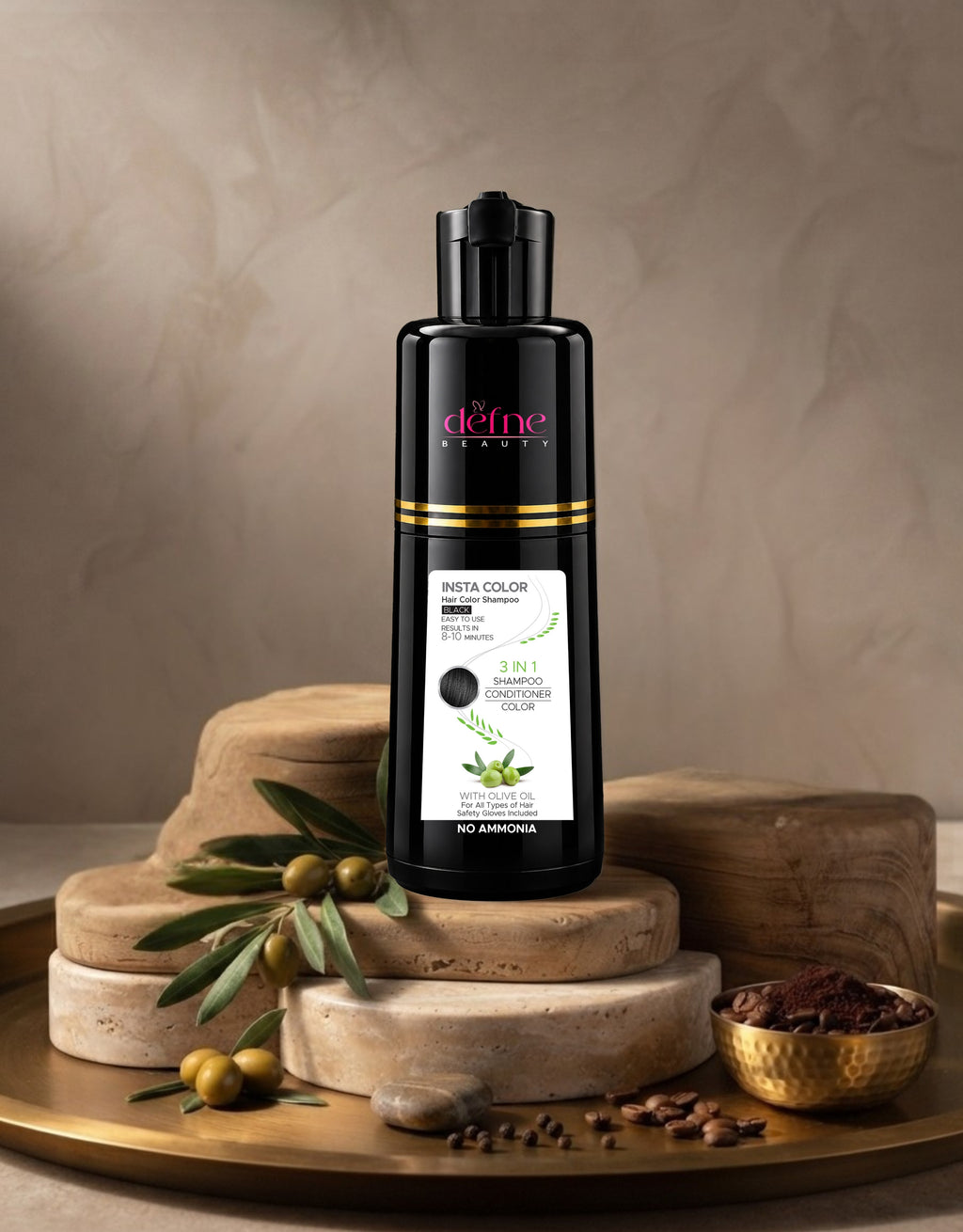 Defne Beauty Insta Color Hair Color Shampoo – Black