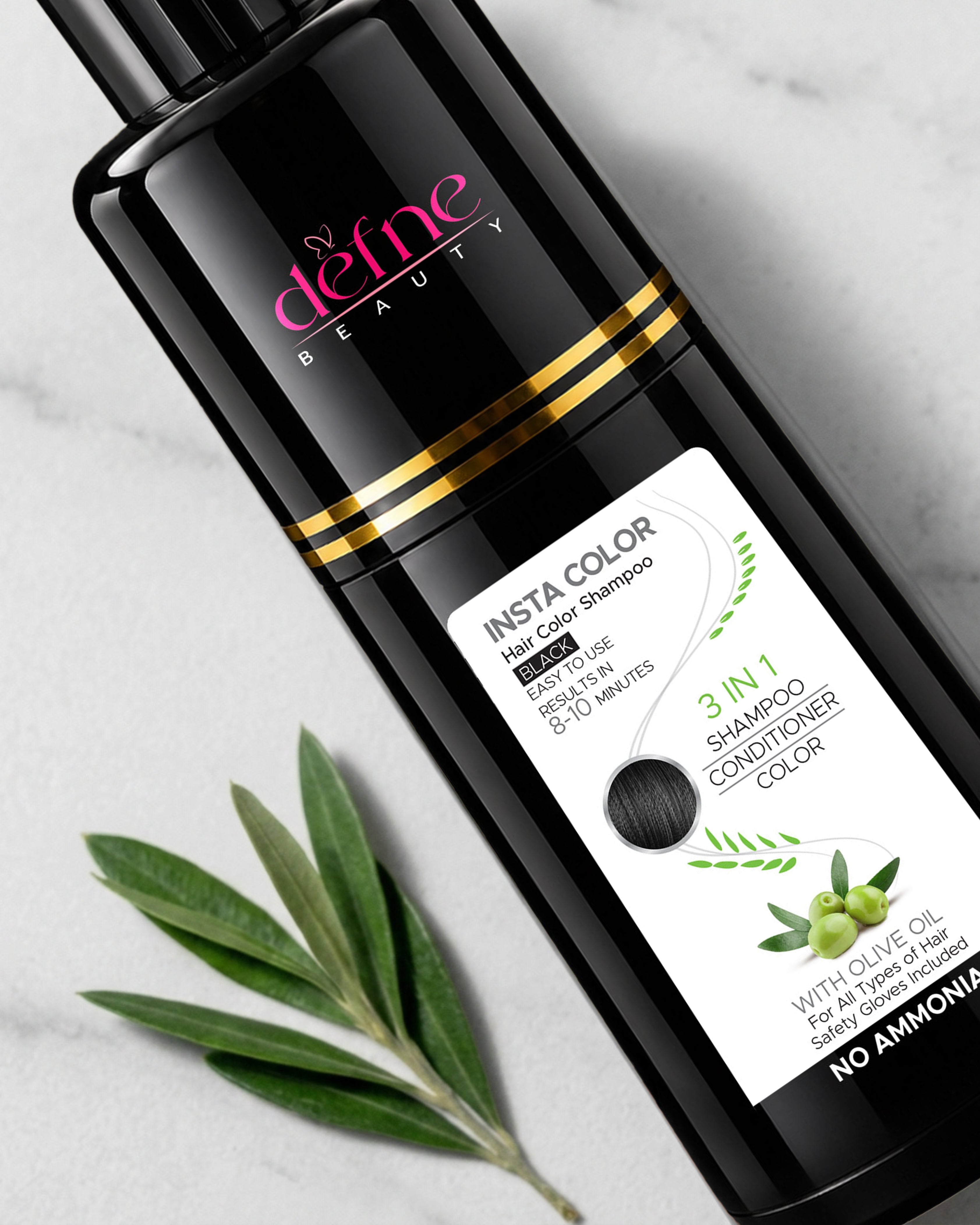 Defne Beauty Insta Color Hair Color Shampoo – Black