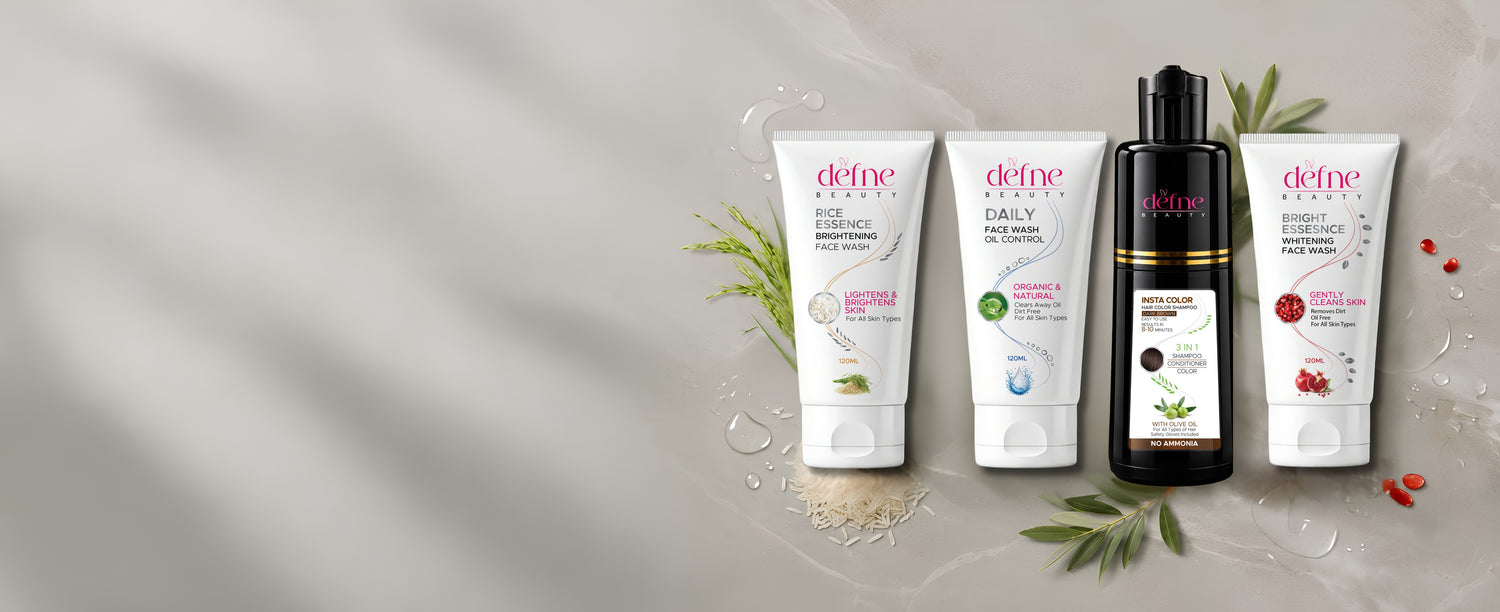 Defne Beauty face wash and hair color essentials