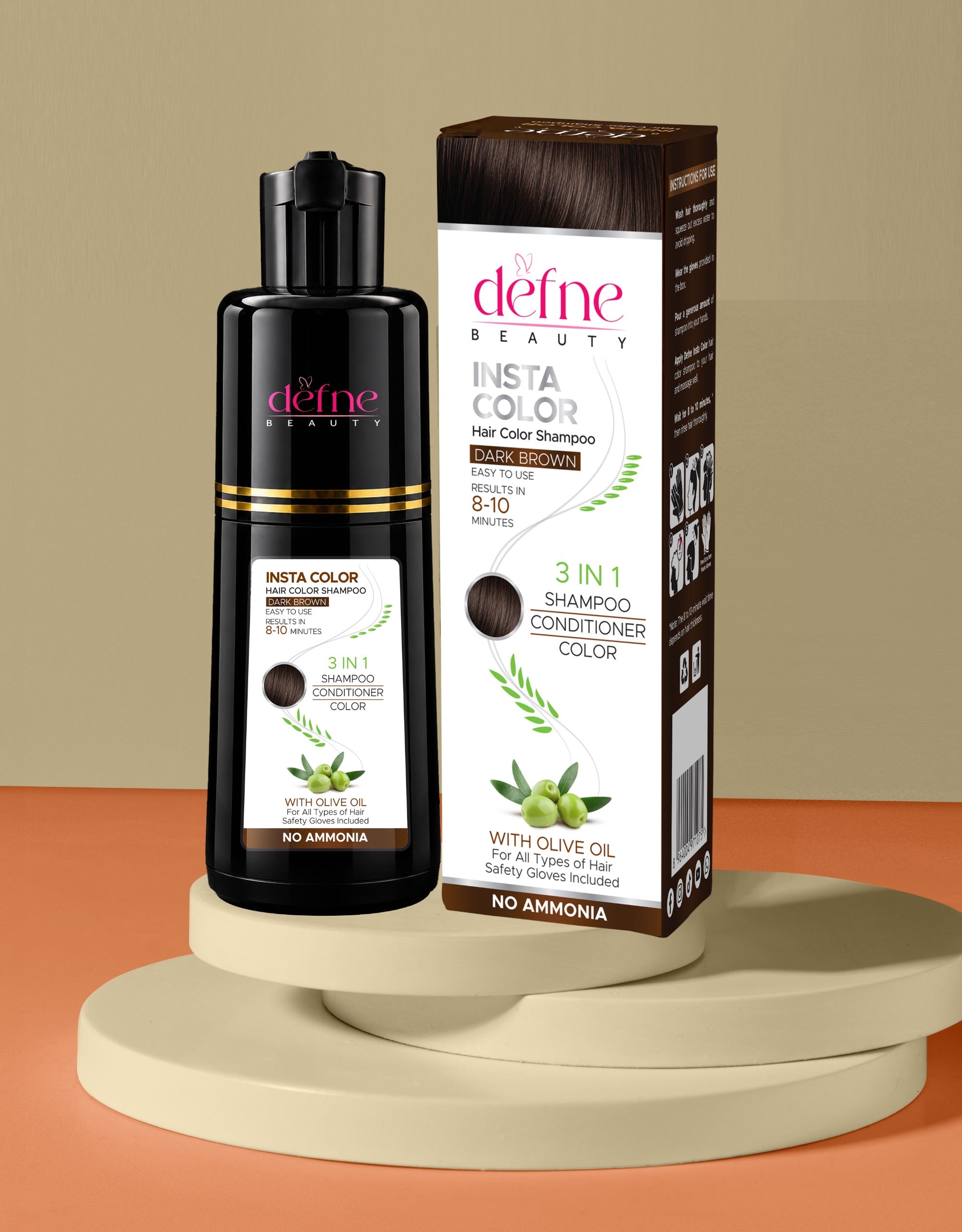 Defne Beauty Insta Color Hair Color Shampoo – Dark Brown